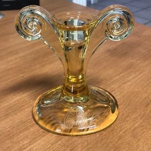 Vintage Amber Depression Glass Candlestick Holder